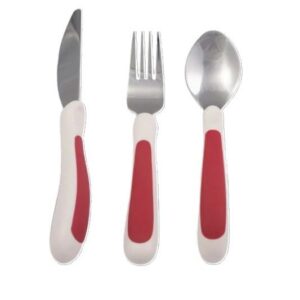 Kura Care Adult Cutlery Set - Red and White